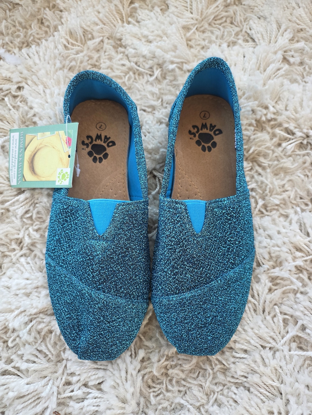 Dawgs Women's Teal Frost Shimmer Slip-ons